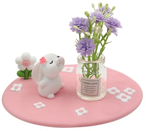 Simaixing Mini Bunny und Baby's Breath Mini Dekorationen Innenraum für Auto Armaturenbrett Dekorationen, Lustige Autos Rückspiegel Niedliches Autozubehör für Frauen und Männer (Kaninchen)