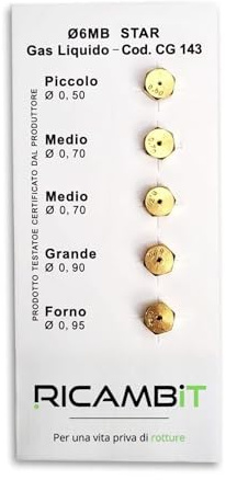 Set mit 5 Düsen GPL 6 MB verschiedene Größen für Herd und Backofen