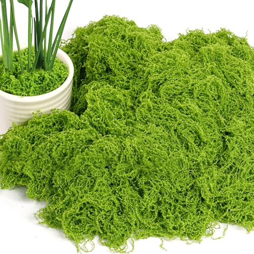 OFFCUP Artificial Moss, Fake Green Moss Decorative Fake Bulk Mosses for Plant Garden Lawn Crafts Decoration Landscaping Model Making, 50g/pack (Light Green)