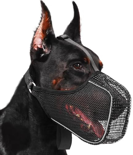 Maulkorb für Hunde, Weicher Netzmaulkorb für kleine, mittelgroße und große Hunde, verstellbare Welpenmaulkörbe zum Auffangen von Beißen, Lecken und Kauen, ermöglicht Hecheln und Trinken (XL)