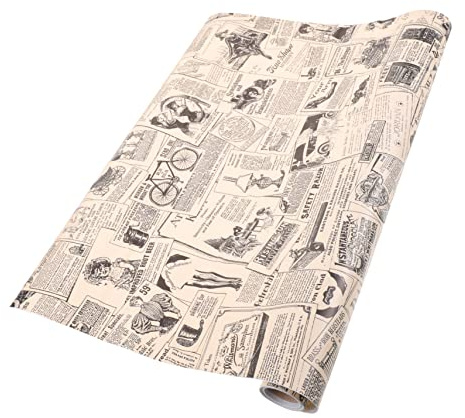 HAMPPLIES Papel Pintado Adhesivo De Pared Estilo Vintage Periódico, Papel De Contacto Vintage Autoadhesivo, Tamaño 45x297 Cm, Para Cocina y Baño, Rollo 1 Unidad, Uso Decorativo Hogar