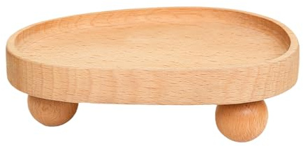Plateau à bijoux - Assiette en bois de 16 x 12,5 x 5 cm, support de bibelots en hêtre rustique pour bagues de boucles d'oreilles, colliers, bracelets | Coiffeuse de rangement décorative, bureau