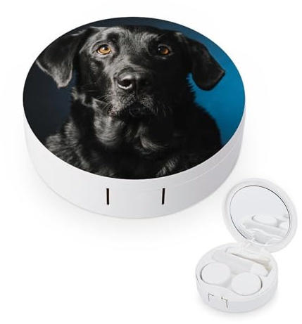 fkgvwo Contact Lens Case Black Labrador Dog Contact Lens Holder Box Container Soak Storage Kit