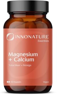 InnoNature Magnesium + Calcium Kapseln | natürlich aus Rotalge und Magnesiumoxid aus dem Toten Meer | 90 Kapseln, 300mg Magnesium + 600mg Calcium