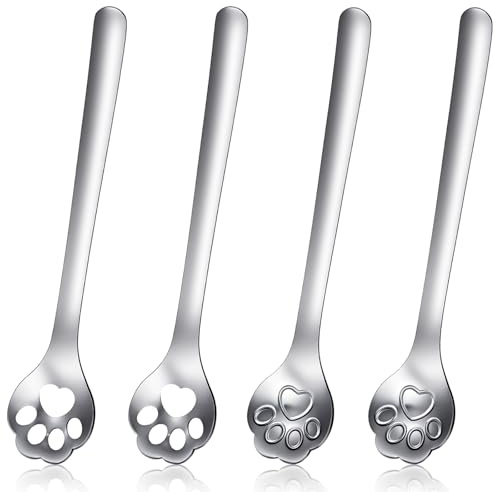 Ymapinc 4 cucchiai da caffè per gatti, in acciaio inox, per miele, spezie, per tè pomeridiano, caffè, miele, marmellata, spezie, utensili da cucina (15 cm)