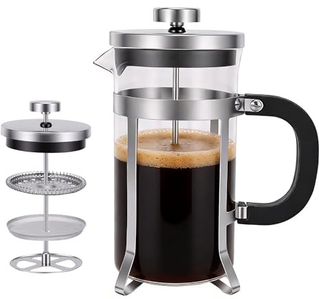 MEKOTRIN French Press Kaffeebereiter Hitzebeständiges Glas Edelstahl Kaffeepresse Kaffeekanne mit Filter für Kaffee Tee für Zuhause Küche (600 ml)