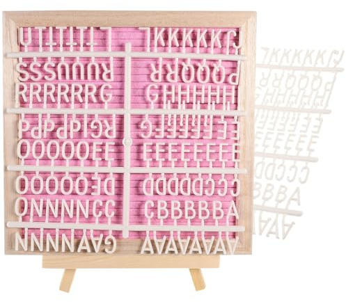 EXHUMKY Tablero de Letras de Fieltro Decorativo de Madera 25x25 Cm Color Rosa con Soporte Plegable, Tablero de Mensajes para Shower y Decoración de Escritorio