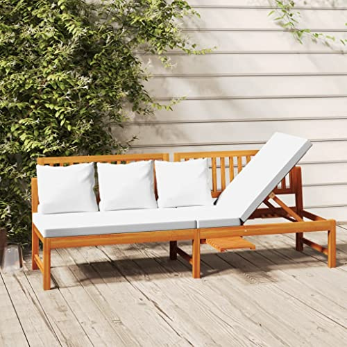 KKHOMEI Gartensofa mit Liegefunktion Liege Bank Holz Balkon Sofa 3 Sitzer Tagesbett Liegebank Sofa Liege Outdoor Gartenbank Sonnenliege Gartenliege Liegesofa Balkonmöbel Multifunktionsliege