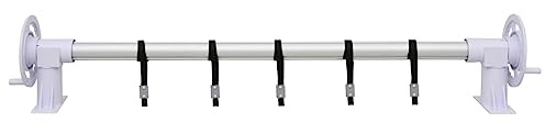 Teenpull Enrollador para lona de piscina, base de plástico, telescópica, 2 – 5 m, con ruedas y cordones para piscina y cubierta de piscina, ahorra espacio y resistente a la intemperie