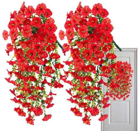 Artificiella petunia blommor för utomhusbruk 2 Stycken Faux Blommor