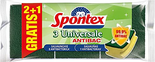 Spontex Universale Schwamm – Set von 3 Anti mit Faser-Auszüge Mineralien, grün – [Pack 8]