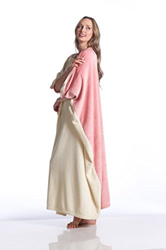 Kanguru - Coperta pile indossabile, felpa hoodie oversize, soffice plaid copre fronte e retro, permette di camminare ed usare le maniche, 120x120 cm, poncho, Felpona donna xxl, regali natale