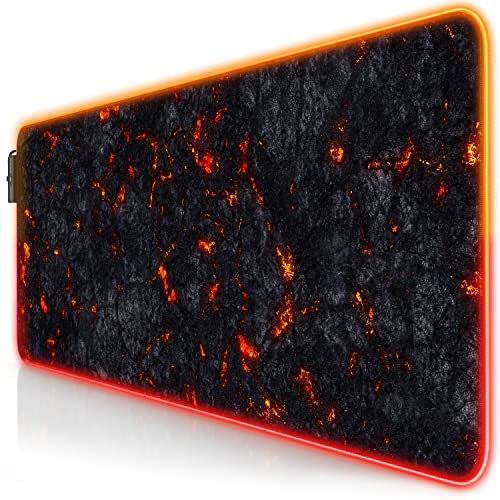 TITANWOLF - RGB Tappetino per Mouse da Gioco XXL - 11 LED Colori e Effetti di Luce - Precisione e velocità - Lato Inferiore gommato - Lavabile - per Computer PC e Laptop