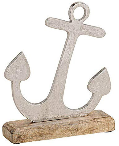 osters muschel-sammler-shop Metall Aufsteller Mangoholz ┼ Anker oder Segel-Boot/Schiff ┼ MEERzeit - Moin mit Anker ┼Maritime Deko für Haus und Bad (Anker)