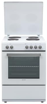 Sharp KF-76HNO22W-DE Elektro-Standherd 60cm / A / 69 l/Massekochplatten mit 4 Kochzonen / 8 Beheizungsarten mit Umluft/Geschirrschublade/Weiß