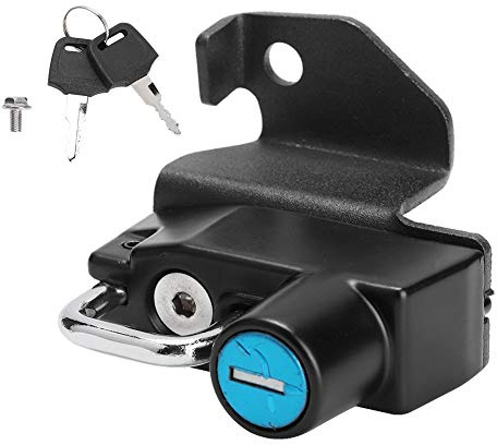 Aramox Helmschloss Motorrad, Motorrad Aluminiumlegierung Schwarz Helmschloss Halterung Haken Fit für Vulcan S 2015-2019