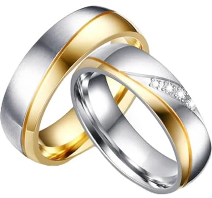 Beydodo Eheringe Edelstahl Paarpreis, Hochzeit Ringe mit Zirkonia Hochglanzpoliert Verlobungsringe Paar Ringe mit Wunschgravur