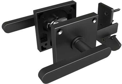 Sdstone Double Sided Gate Latch for Wooden Fence Heavy Duty,Aluminum Swinging Door Latch Gate Hardware,Black