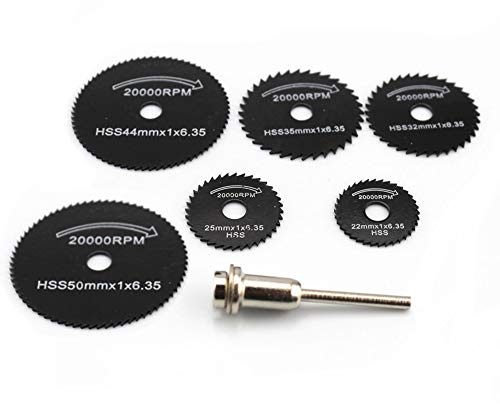 7pcs HSS Steel Circular Saw Blades Cutting Discs Cut-off Wheel Blades Set For Dremel Rotary Tool by Oudtinz