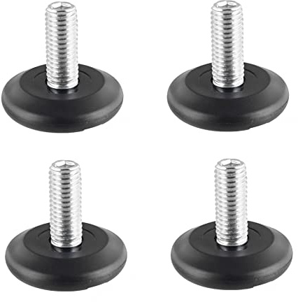 WAGNER 4er-Set Verstellfuß/Nivellierfuß starr Ø 37 mm, schwarz, Gewindestift M10 x 25 mm, Möbelgleiter - Kunststoff Black - Durchmesser Ø 30 mm inklusiv - Made in DE - 15413004