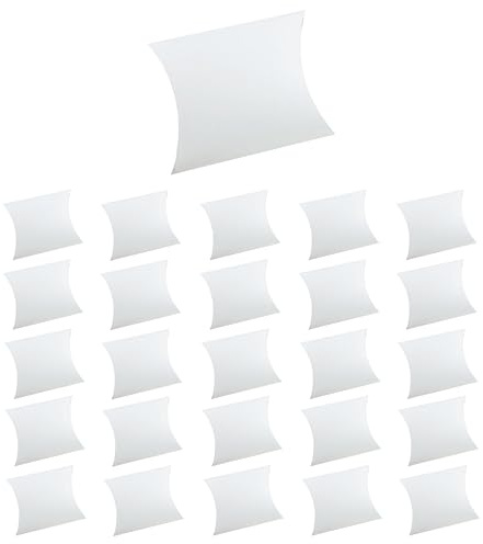 25x Weiße Kraftpapier Kissenboxen 12 x 10 x 3 cm - Hochzeit Geschenkbox, Süßigkeiten Box, Geschenkverpackung, Kleine Dragee Schachtel für Taufen, Kommunionen und andere Feierlichkeiten