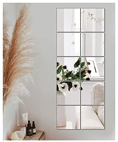 JMITHA espejo autoadhesivo de 15 x 15 cm, vidrio HD para decoración del hogar y sala de estar