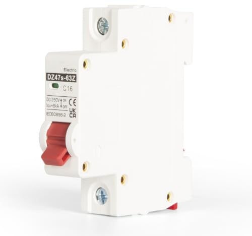 Jadeshay Disjoncteur Miniature 1P Disjoncteur 16A DC 12V-250V Mini Disjoncteur DC Photovoltaique de Protection Contre les Surcharges pour Système PV Solaire