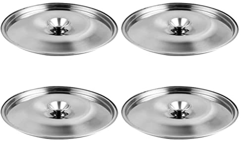 Yardwe 4 Stück Edelstahl-Topfdeckel Kleiner Pfannendeckel Kochtopf-Abdeckung Gewürztopf Gewürze Töpfe Mini-Kochgeschirr-Deckel Für Tassen Pfannen Rührschüsseln Abdeckungen 12 Cm