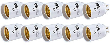 10 X G24-Q 4-Pin Adapterauf auf E27 Sockellänge 15 mm f. LED Leuchtmittel LOG