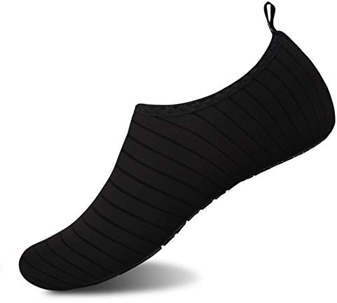 GOODSALEOK Wasserschuhe Herren Badeschuhe Damen Aquaschuhe BelüFtet Schnell Trocknend Strandschuhe Barfuß Yoga Schuhe Wassersport Schwarz 38/39