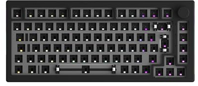 Akko 5075B Mechanisches Tastatur-Kit, Barebone-Gaming-Tastatur, BT 5.0/2,4 GHz/Kabelgebunden, unterstützt VIA-Programmierung, 75% ISO-Layout, Dichtungsmontage, 4500-mAh-Akku, mit Drehknopf (Schwarz)