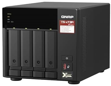 QNAP TS-473A 4-Bay Turbo-Station NAS (AMD Ryzen™ Embedded V1500B 4-Core/8-Thread 2,2 GHz 8GB DDR4 RAM 2xRJ-45 2,5 GbE LAN-Port) 48TB Bundle mit 4X 12TB WD Red Plus HDDs