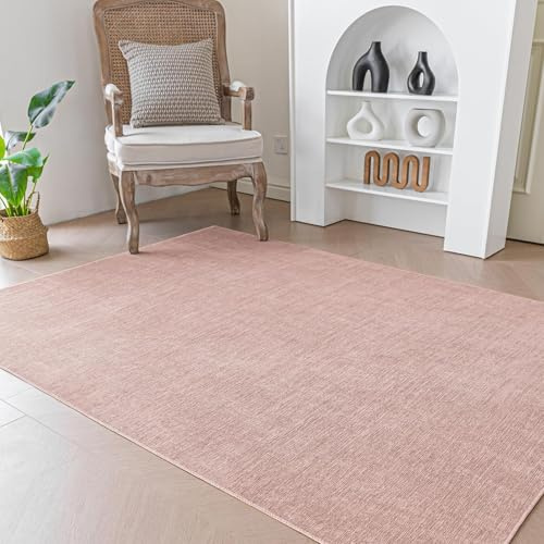 Evitany Teppich Klein 60x90cm,Moderne Kurzflor Teppich Schlafzimmer,Rosa Teppiche Mädchenzimmer,Kuscheliger Teppiche Waschbare Wohnzimmer,Weich & Rechteckig,Rosa