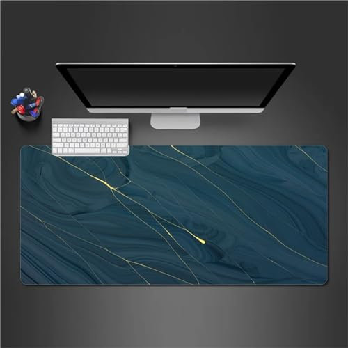 QiHon Gaming Mauspad XXL Grüner Marmor Großes Mauspad Schreibtischauflage mit Vernähte Kanten Einer speziellen Oberfläche verbessert Geschwindigkeit und Präzision 900x400x2mm