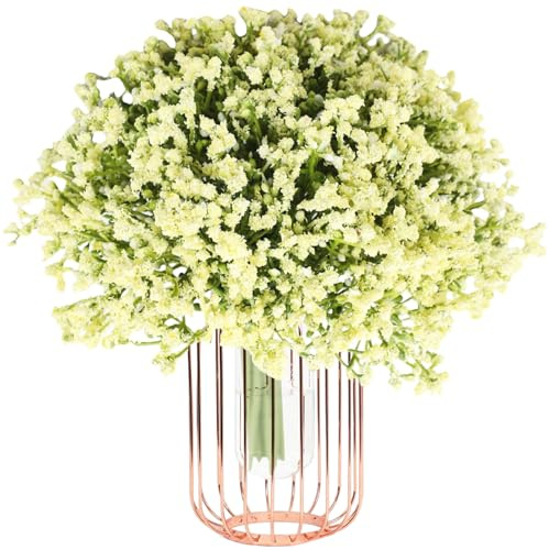 astylishome Künstliche Blumen für den Außenbereich, Schleierkraut, Hochzeit, Brautstrauß, dekorativ, für Party, Zuhause, Blumenarrangement, Dekoration, Gelb, 1402
