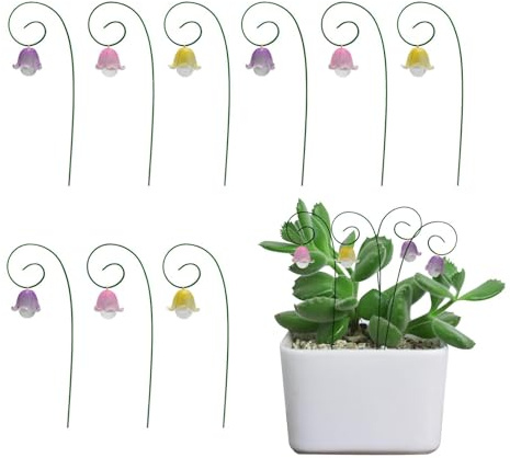 Lily Valley Gartenstecker – Miniatur-Talpfähle, Miniatur-Blumenständer, Miniatur-Feengarten-Blumen-Picker, Miniatur-Blumen-Picker, bunte Hof-Ornamente für Garten, Rasen, Blumenbeet, 9 Stück