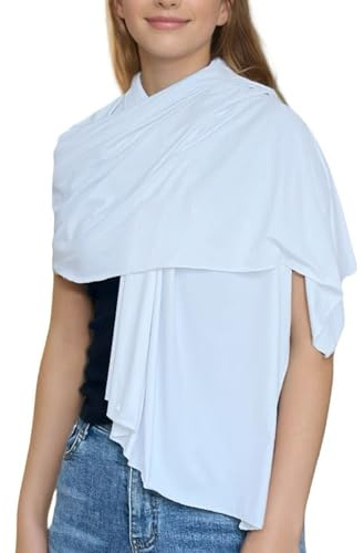 UPF 50+ Sun Protection Beach Wraps and Pashminas for Women Travel Scarf Blanket Outdoor Summer UV White Shawl（White)