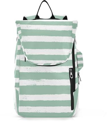 Amooorous Tennis-Rucksack für Erwachsene, atmungsaktiv, weiß-grüne horizontale Streifen, 3 Schläger, Badmintonschlägerhülle für Tennis, Badminton, Racketball