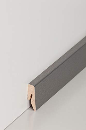 Sockelleiste MDF 15 x 40 x 2500 mm MDF-Kern foliert Edelstahloptik zum Kleben, Clipsen, Schrauben & Nageln Fußleiste by PROVISTON 12.5 Meter | 5 Stück