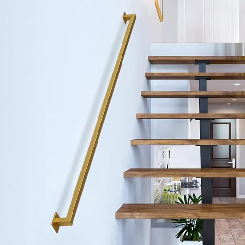 Gorssen 360cm Golden Handlauf,Treppenhandläufe Eisen | Sicherheitsgeländer Türgriff Treppengeländer Halter mit Halterungen - Komplettset