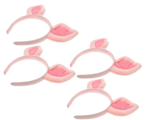 FRCOLOR 4stücke Schweineohren Stirnband Haarreifen Plüsch Tier Cosplay Zubehör Elastisch Verstellbar Für Karneval Party Junge Mädchen