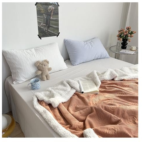 REIFOR Decke Wohndecke Kuscheldecken Fleecedecke Mit Kamelienmuster, Weich, Gemütlich, Leicht, Flauschig Und Bequem Decke Kuschelig Sofa(Caramel,200x230cm)