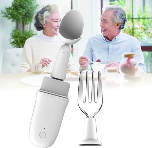 Cuchara para Parkinson para Temblores de Manos, Cuchara Adaptable para Discapacitados para Pacientes con Parkinson, Cuchara para Artritis con Sistma Inteligente Autoestabilizador