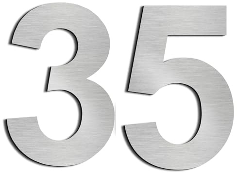 nanlyiau 3in/7.5cm selbstklebende hausnummern briefkasten hausnummer Edelstahl aus massivem SUS304(3in number 35)