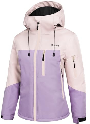 GEMYSE Donna Giacca da Sci con Bretelle Interne Invernale Calda Impermeabile e Antivento Giubbotto da Montagna Ideale per Snowboard Escursionismo e Sport sulla Neve(Rosa Ciliegia e Viola Ghiaccio,M)
