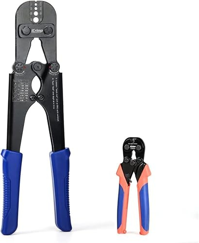 iCrimp Herramienta de crimpado manual para cables de acero con cortador de cable, crimpadora para prensar casquillos de aluminio y manguitos de parada de 1,58 mm a 3,5 mm