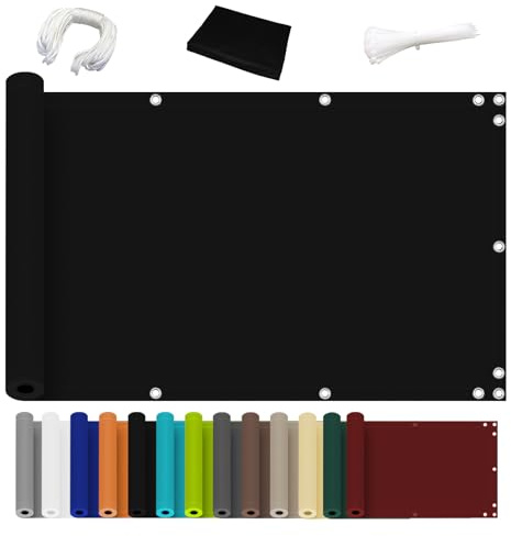 Ziligengsheng für Balkon Balkon Blickdicht Sichtschutz, Witterungsbeständig und Wasserabweisend,Terrasse & Garten 160x400cm, Schwarz