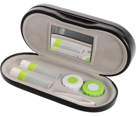 HIAKDOFT Portable Eyeglass and Lens Case Dual Compartment Travel Kit for Reading and Sunglasses Hard Shell with Protective Lining Compact Design for Home Travel Black