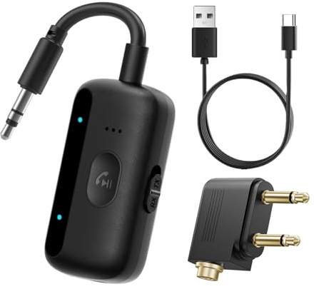 Bluetooth 5.4 Transmitter Receiver 2-in-1 Wireless Aux Bluetooth Adapter | 3.5mm Jack Connection Compatible with Car, Airplane, TV, Headphone, Airpods, Speaker