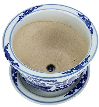 BESTonZON 1 Ensemble Pot de Fleurs Céramique avec Soucoupe Pot de Plante pour Intérieur et Extérieur Design Créatif Drainage pour Fleurs Vertes et Bonsai